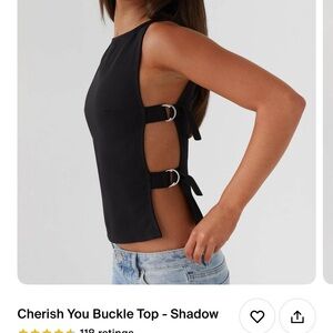 Cherish Side Buckle Tank Top - Black